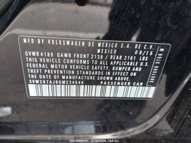 3VW267AJ8GM234544 Volkswagen Jetta 1.4t S