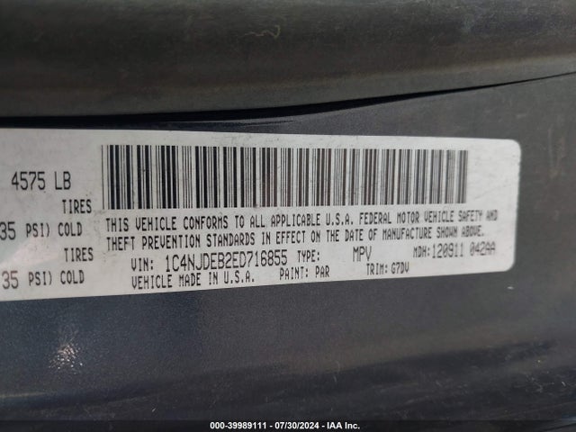 1C4NJDEB2ED716855 Jeep Compass Latitude
