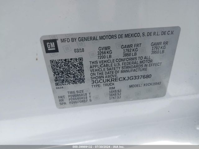 Chevrolet Silverado 1500 2lt 2018 3GCUKRECXJG337680 Image 9