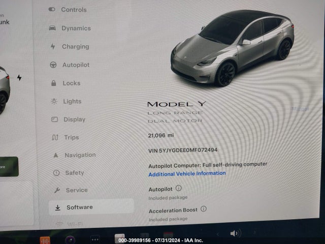 2021 TESLA MODEL Y 5YJYGDEE0MF072494 Photo 6