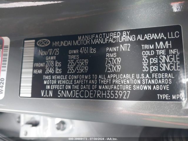 5NMJECDE7RH353927 Hyundai Tucson Limited