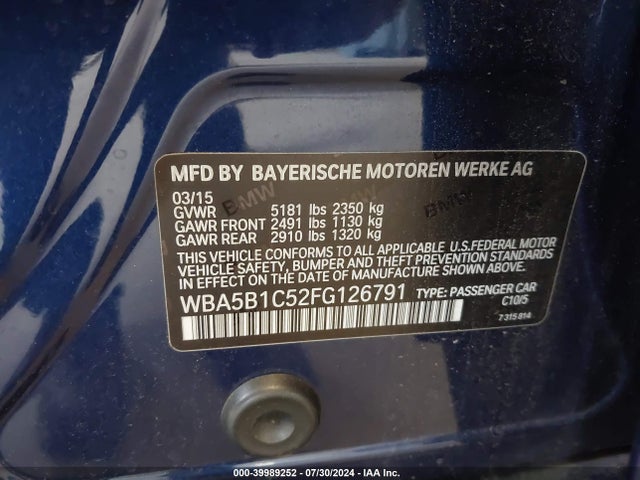 WBA5B1C52FG126791 BMW 535i