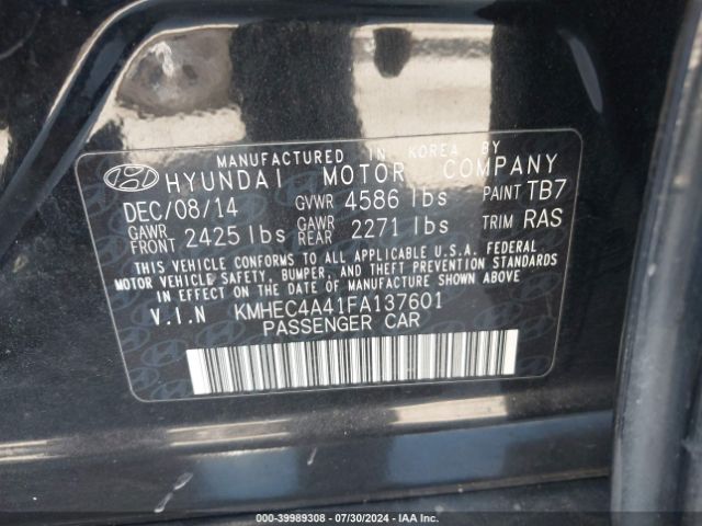 KMHEC4A41FA137601 Hyundai SONATA HYBRID