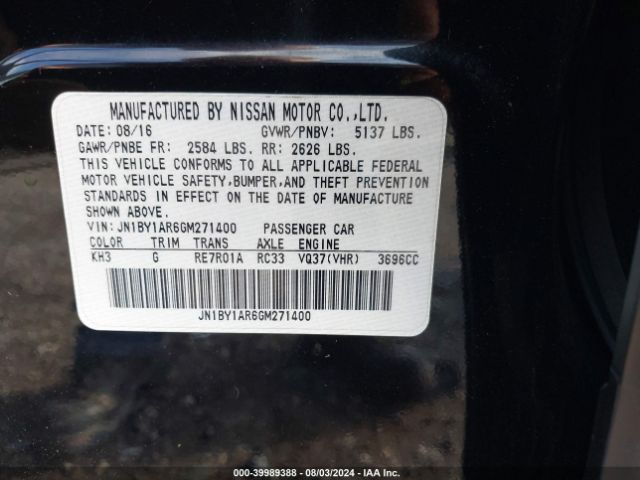 JN1BY1AR6GM271400 Infiniti Q70 3.7x