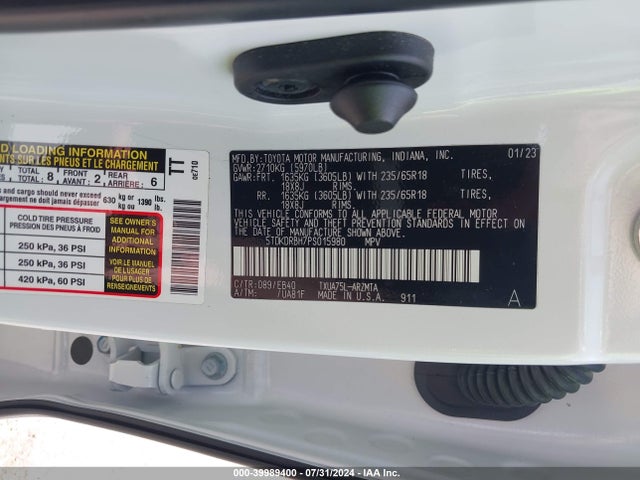 Toyota Highlander Xle 2023 5TDKDRBH7PS015980 Image 9