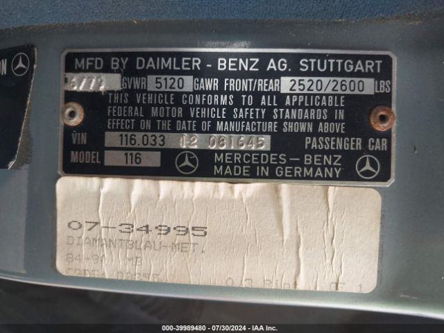 1978 MERCEDES-BENZ SL 450 11603312081645    Photo 8