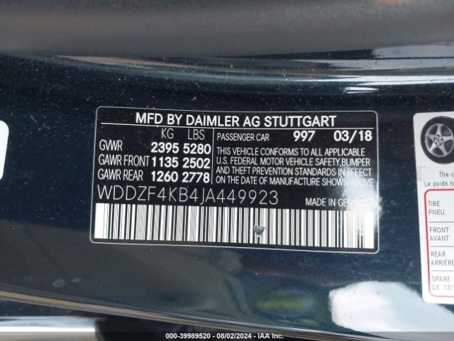 WDDZF4KB4JA449923 Mercedes-Benz E 300 4matic