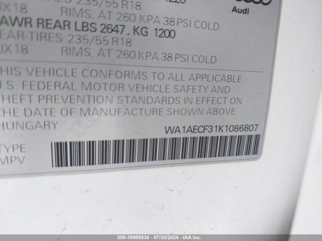 WA1AECF31K1086807 Audi Q3 2.0t Premium