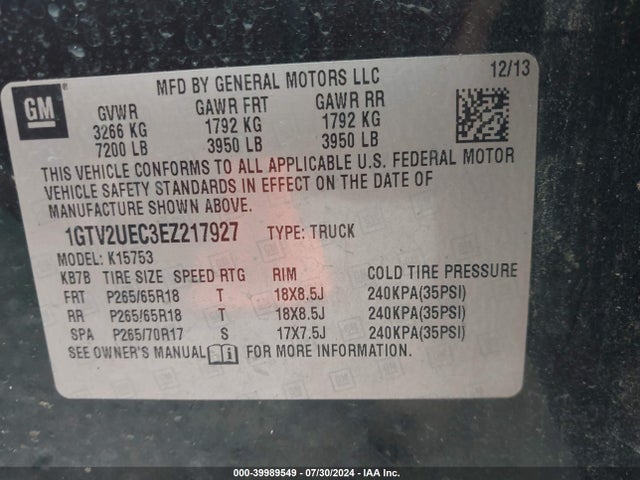 GMC Sierra 1500 Sle 2014 1GTV2UEC3EZ217927 Image 9