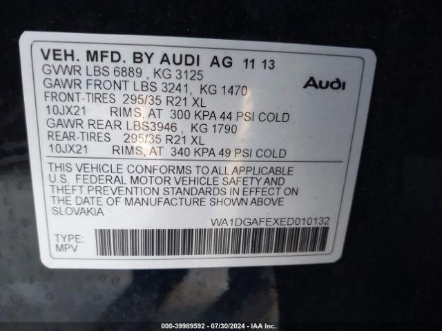 WA1DGAFEXED010132 Audi Q7 3.0t S Line Prestige