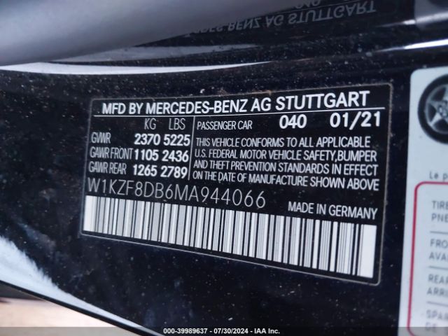 W1KZF8DB6MA944066 Mercedes-Benz E 350