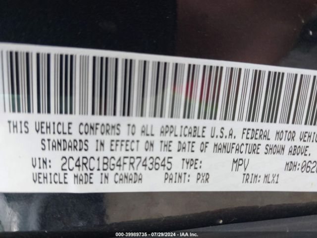 2C4RC1BG4FR743645 Chrysler Town & Country Touring