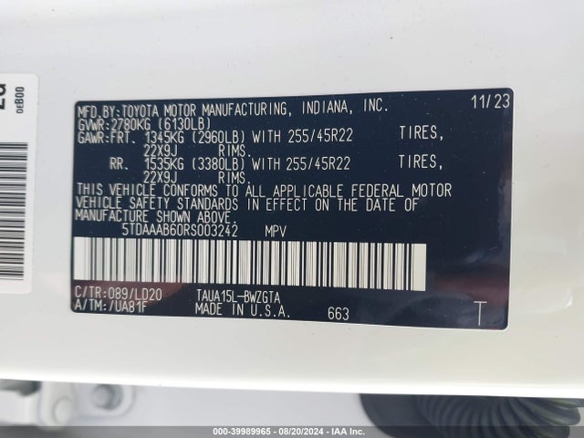 Lexus Tx 350 Luxury 2024 5TDAAAB60RS003242 Image 9