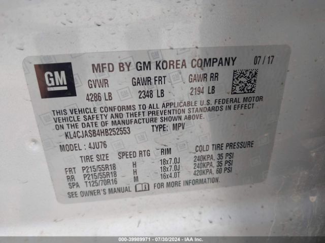 KL4CJASB4HB252553 Buick Encore Preferred
