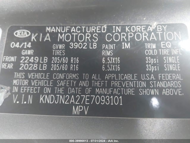 KIA Soul 2014 KNDJN2A27E7093101 Image 9