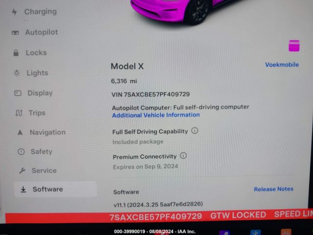 7SAXCBE57PF409729 Tesla Model X Dual Motor All-wheel Drive/standard Range