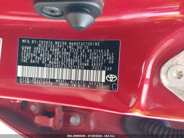 Toyota Corolla Se/night Shade 2020 5YFS4RCE3LP013814 Image 9