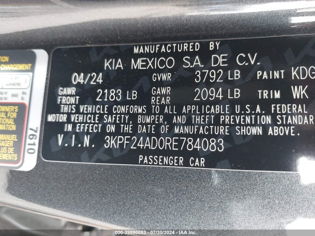 KIA Forte Lxs 2024 3KPF24AD0RE784083 Image 9