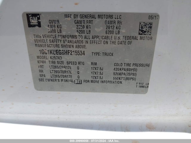 Chevrolet Silverado 2500hd Wt 2017 1GC1KUEG8HF215534 Image 9