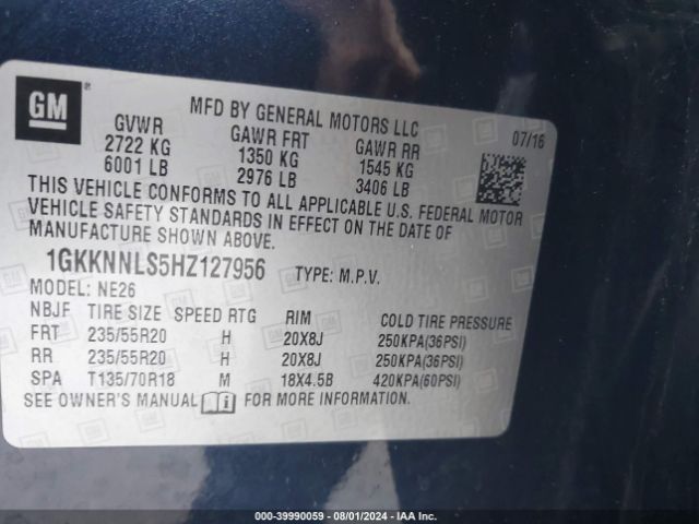 1GKKNNLS5HZ127956 GMC Acadia Slt-2