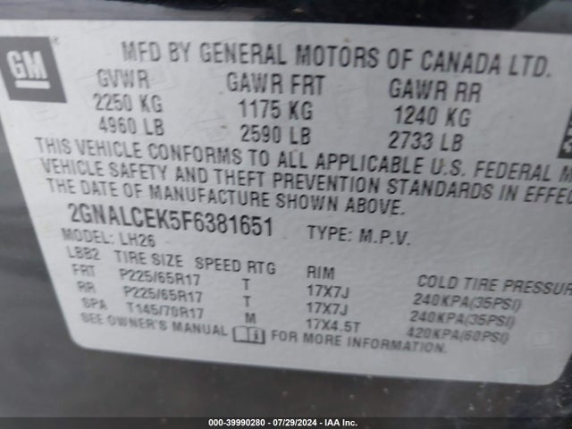 Chevrolet Equinox 2lt 2015 2GNALCEK5F6381651 Image 9