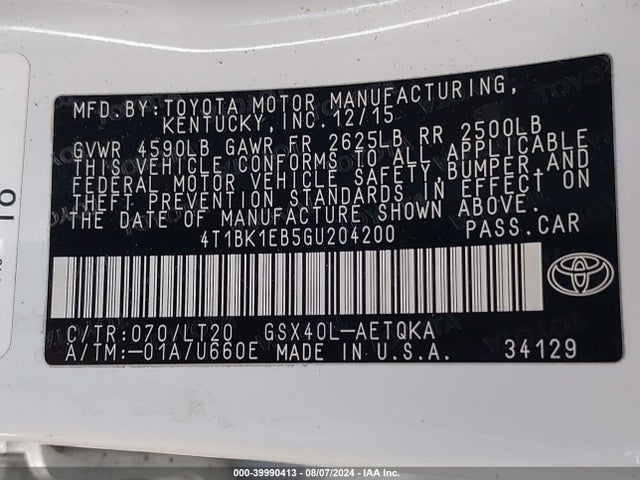 Toyota Avalon Touring 2016 4T1BK1EB5GU204200 Image 9