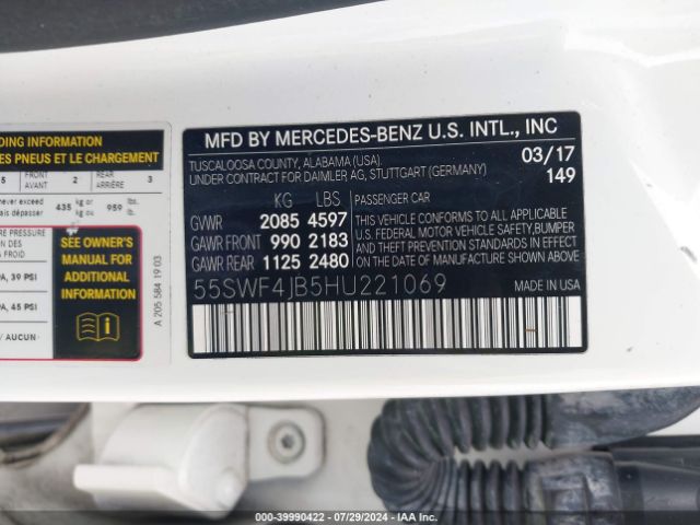 55SWF4JB5HU221069 Mercedes-Benz C 300 Luxury/sport