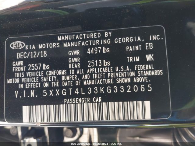 5XXGT4L33KG332065 KIA Optima Lx