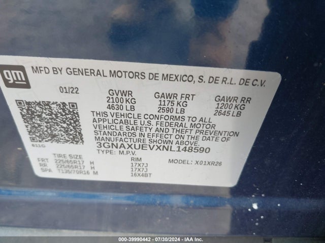Chevrolet Equinox Awd Lt 2022 3GNAXUEVXNL148590 Image 9