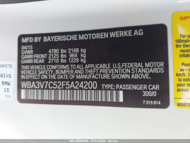 WBA3V7C52F5A24200 BMW 428i