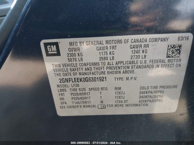Chevrolet EQUINOX LS 2016 2GNFLEEK0G6301921 Image 9