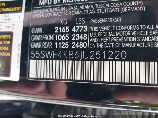 55SWF4KB6JU251220 Mercedes-Benz C 300 4matic