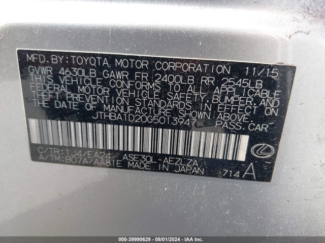 JTHBA1D20G5013947 Lexus IS 200T