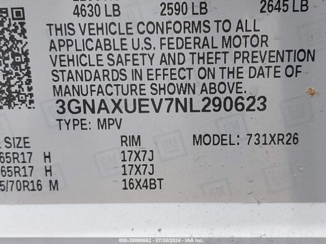 2022 CHEVROLET EQUINOX 3GNAXUEV7NL290623 Photo 8