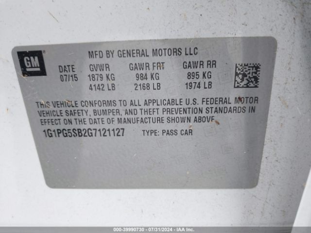1G1PG5SB2G7121127 Chevrolet Cruze Limited Ltz Auto