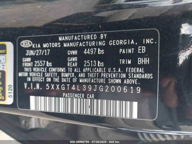 5XXGT4L39JG200619 KIA Optima Lx