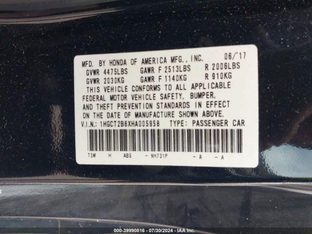 1HGCT2B8XHA005958 Honda Accord Ex-l V6
