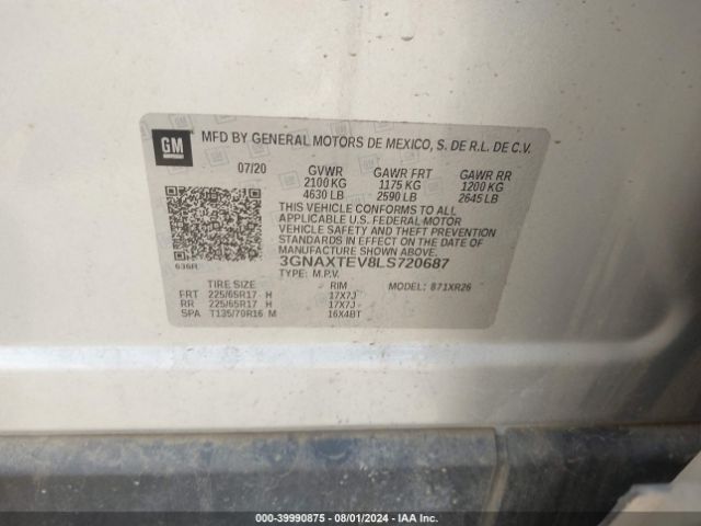 3GNAXTEV8LS720687 Chevrolet Equinox Awd 2fl