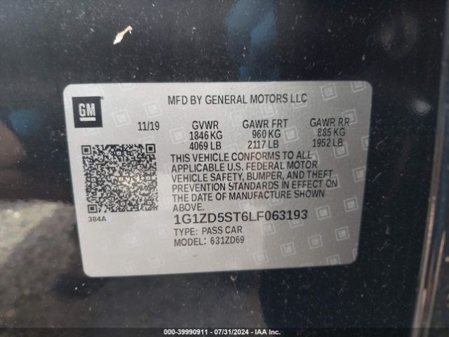 1G1ZD5ST6LF063193 Chevrolet Malibu Fwd Lt
