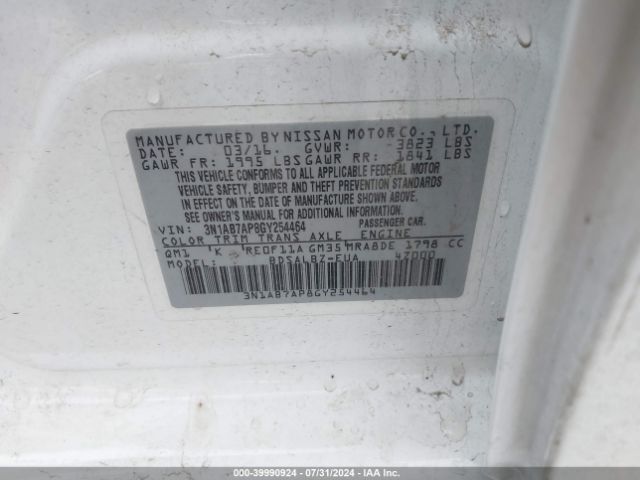 3N1AB7AP8GY254464 Nissan SENTRA S