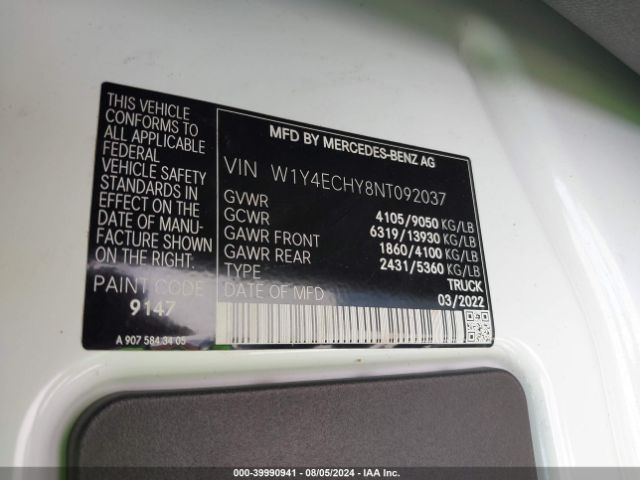 W1Y4ECHY8NT092037 Mercedes-Benz Sprinter 2500 High Roof V6
