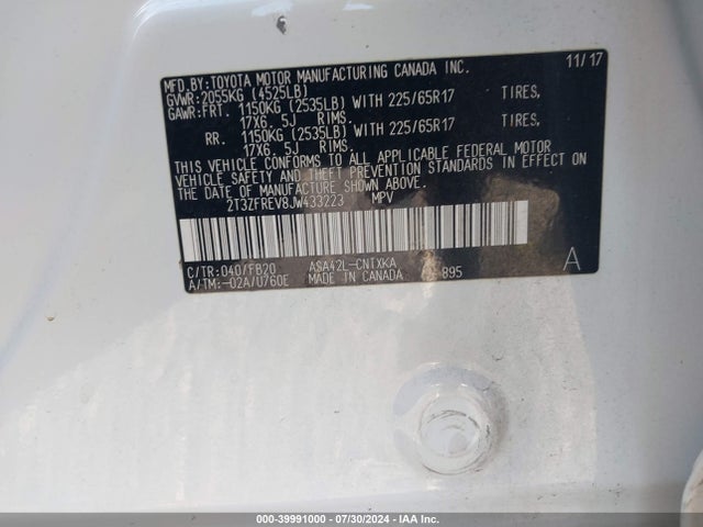 Toyota RAV4 LE 2018 2T3ZFREV8JW433223 Image 9