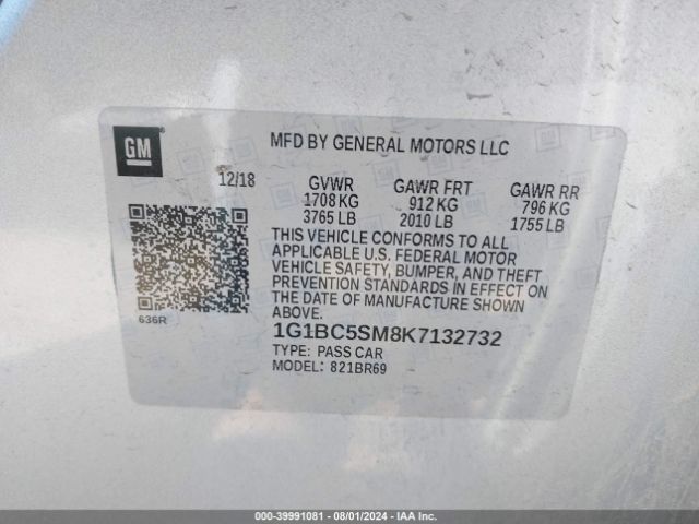 1G1BC5SM8K7132732 Chevrolet CRUZE LS