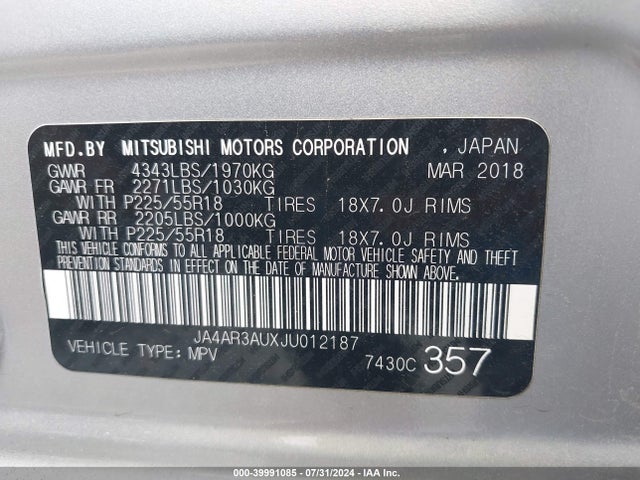 2018 MITSUBISHI OUTLANDER SPORT JA4AR3AUXJU012187 Photo 8