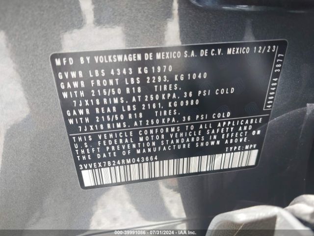 3VVEX7B24RM043664 Volkswagen Taos 1.5t Se