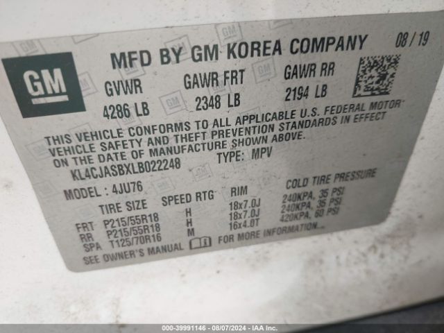 KL4CJASBXLB022248 Buick Encore Fwd Preferred