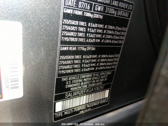 SALWR2EFXGA106297 Land Rover Range Rover Sport 5.0l V8 Supercharged/5.0l V8 Supercharged Dynamic