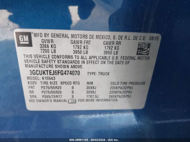 3GCUKTEJ6FG474070 Chevrolet Silverado 1500 High Country