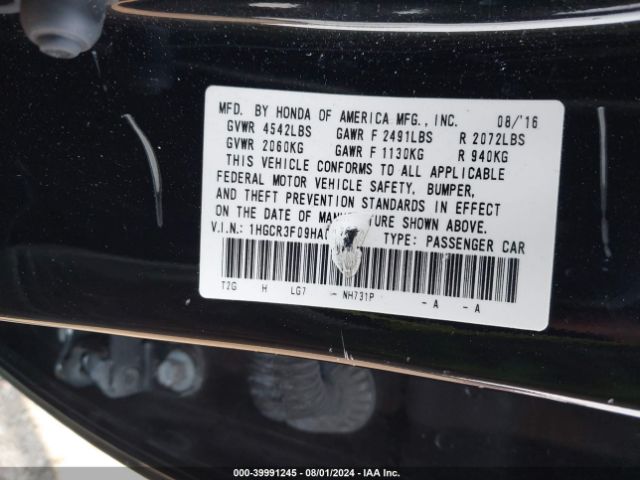 1HGCR3F09HA007323 Honda Accord Ex-l V6