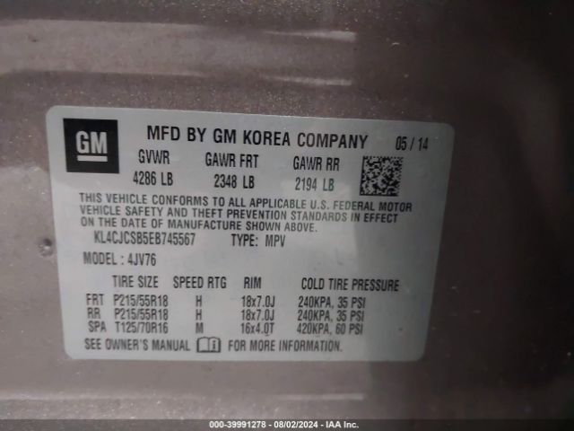 KL4CJCSB5EB745567 Buick Encore Leather